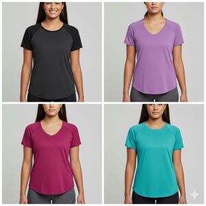 C9 Champion Workout Tee Bundle of 4 Black Purple Magenta Turquoise Women XL/XXL